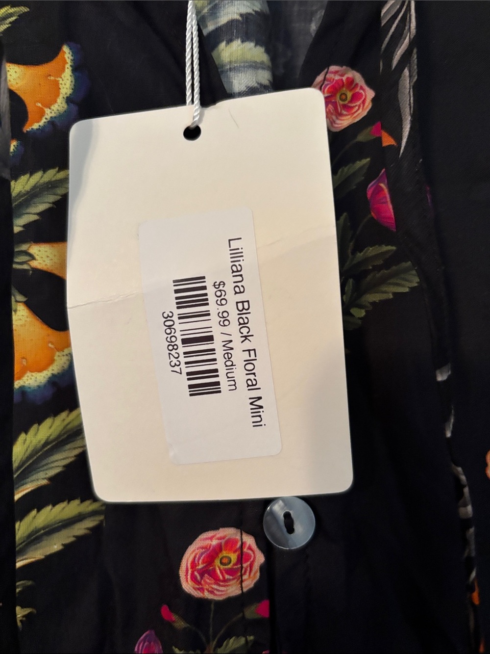 Liliana Black Floral Tiered Dress with Orange & Purple Accents - Picture 2 of 7